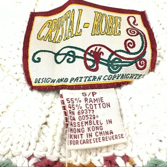 VTG Crystal Kobe Floral Amish Patchwork Chunky Knit Christmas Sweater Size S NWT - Picture 9 of 13